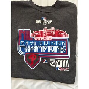 Majestic Philadelphia Phillies 2011 NL East Champions Shirt Mens Large Charcoal